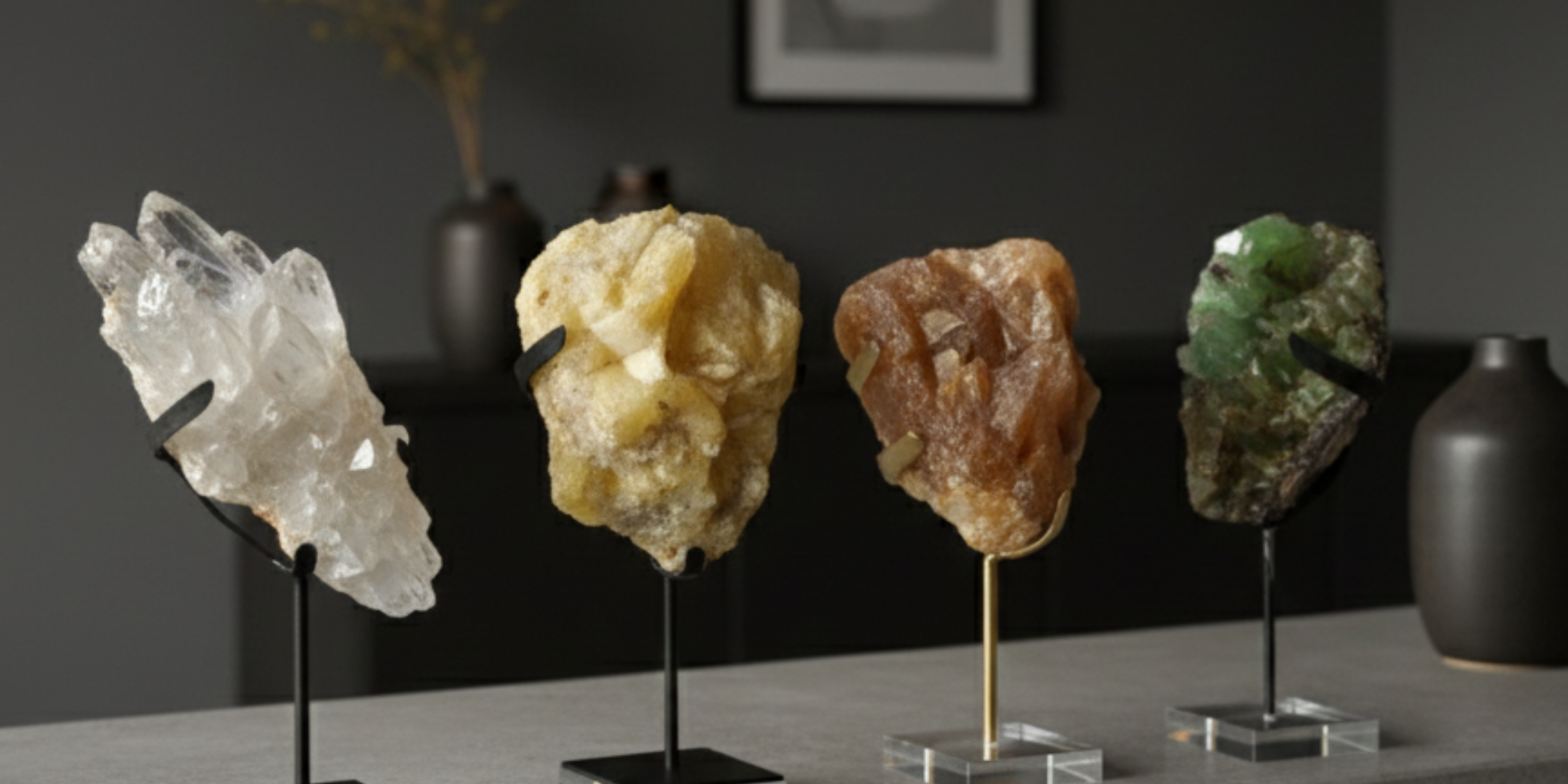 Cuarzos Decorativos en Base De Acrílico Transparente